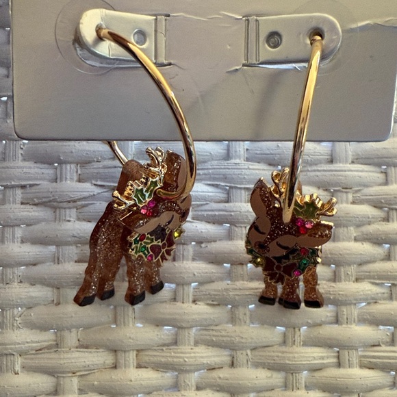 Sugarfix BaubleBar Festive Reindeer Earrings with Gold Hoops NWT - Picture 5 of 8